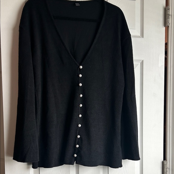 Sweaters - Black Cardigan with Pearl Buttons